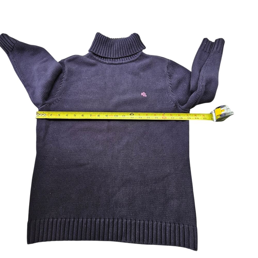 Lauren Ralph Lauren 3/4 Sleeve Navy Turtleneck Knit Sweater Women's Size Large - Picture 12 of 15